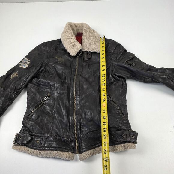 Wonder Woman DC Comics Lamb skin Leather Jacket Womens XL Brown Sherpa Aviator - Picture 6 of 16